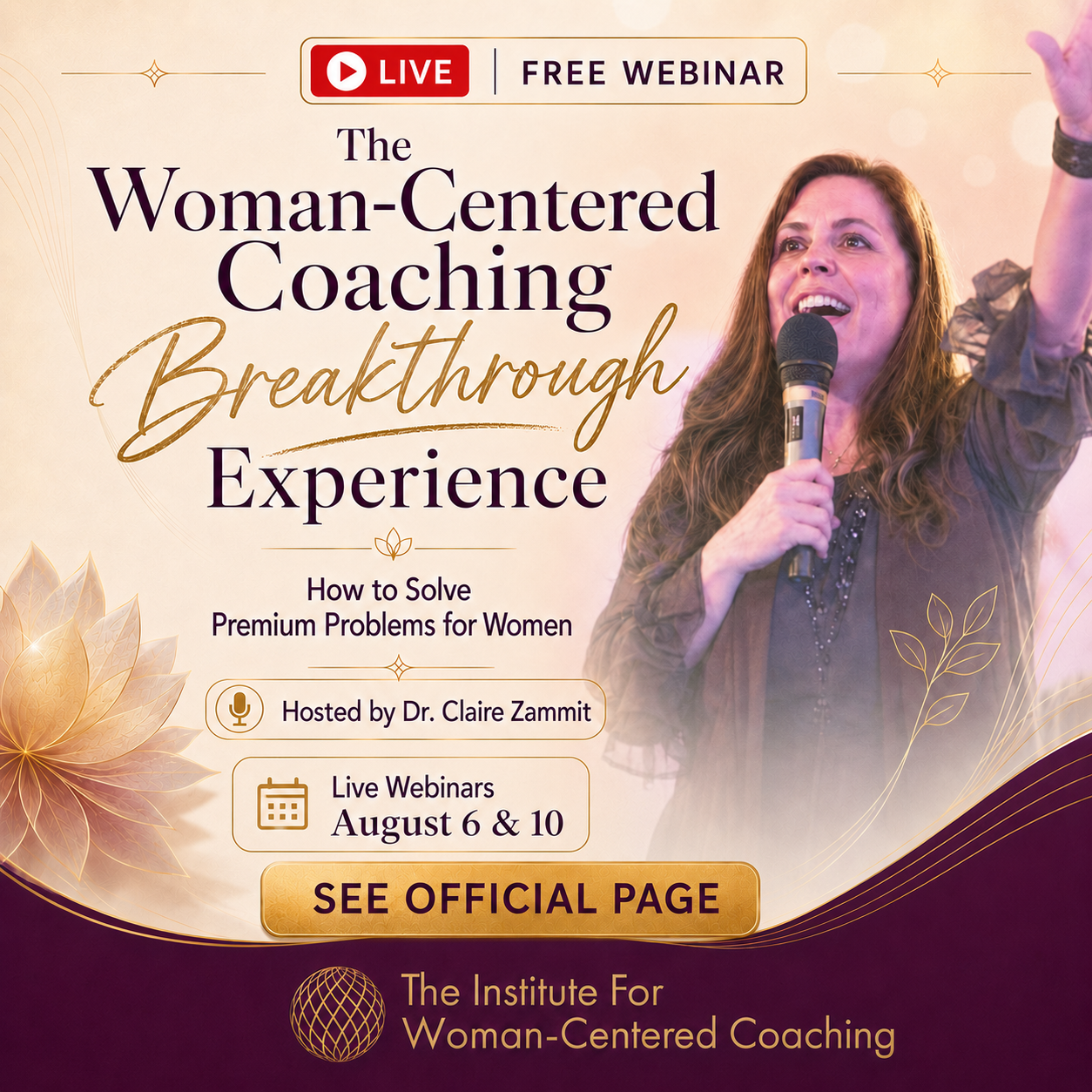 Free live webinars hosted by Dr. Claire Zammit on August 6 and 10